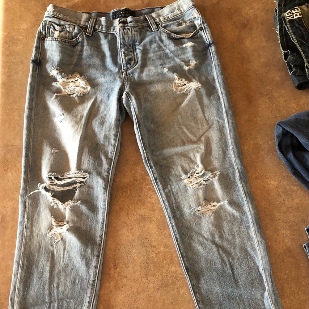Faded distressed boyfriend jeans